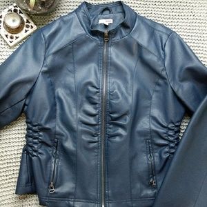 Vegan Leather Blue Jacket